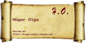 Höger Olga névjegykártya